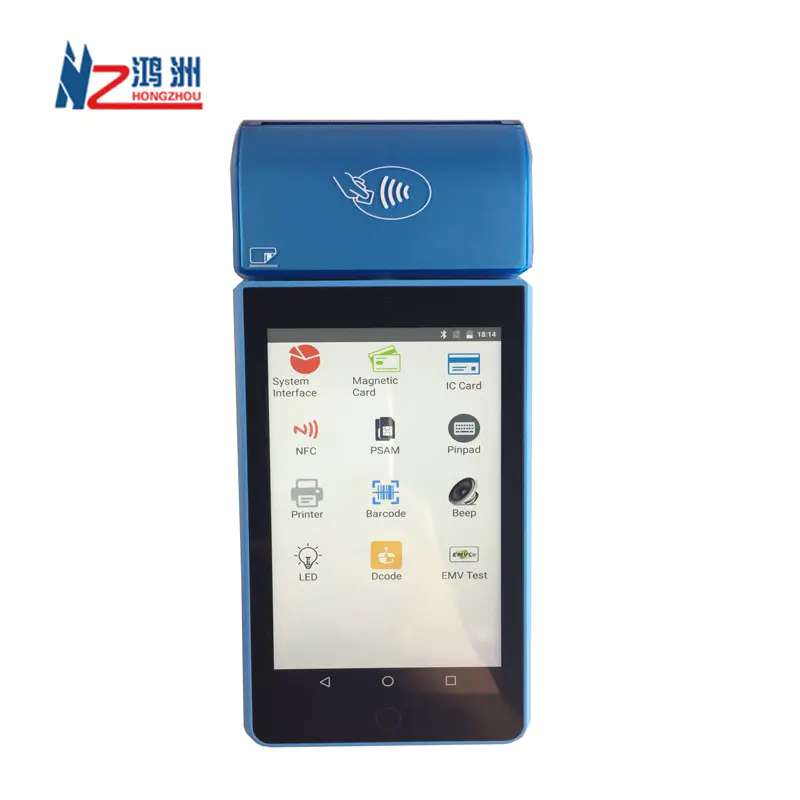 All in one slim smart handheld android pos terminal with printer and card readers
