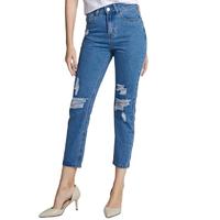 2020 popular OEM design spandex & cotton blue washed pencil jeans women