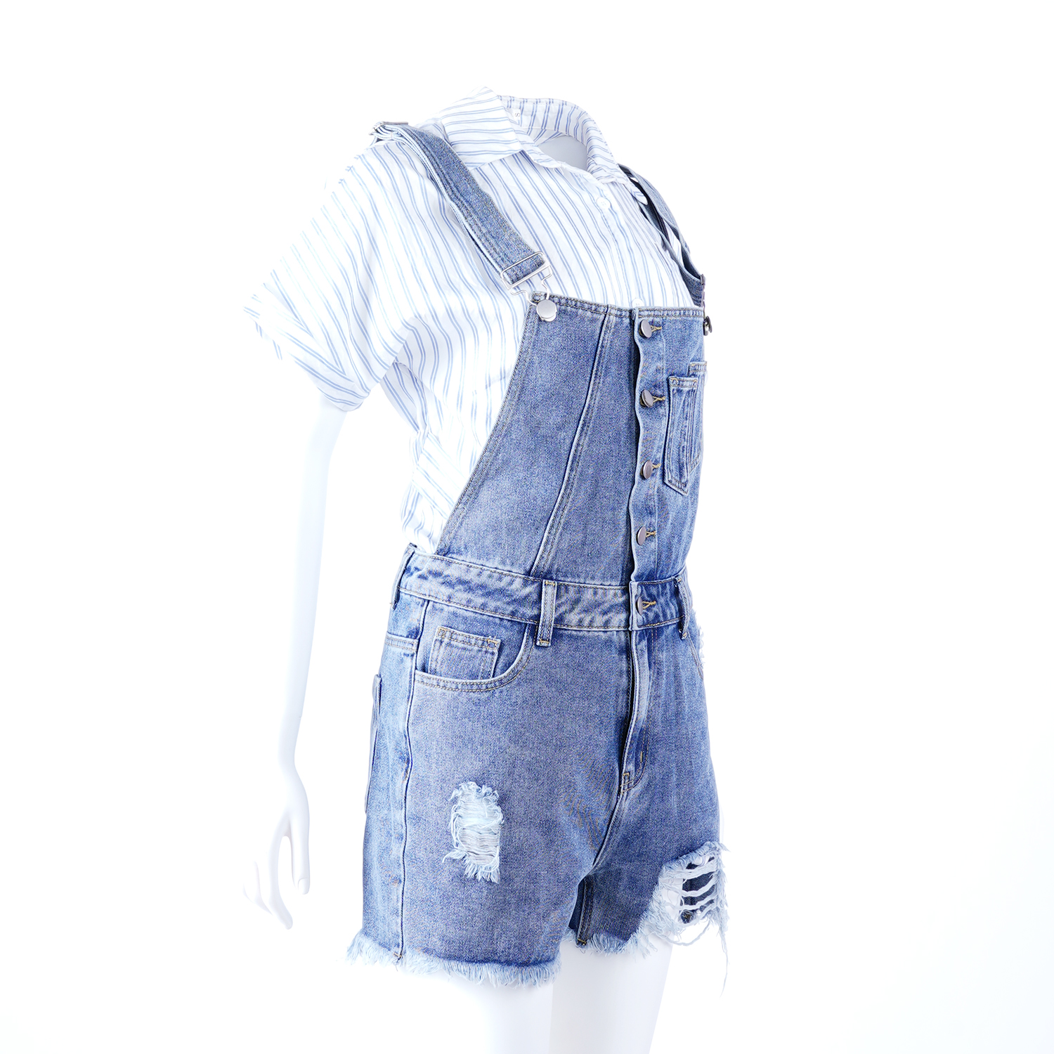 SKYKINGDOM wholesale jumpsuit women fashion blue short jeans straps adjustive buttons overall for women