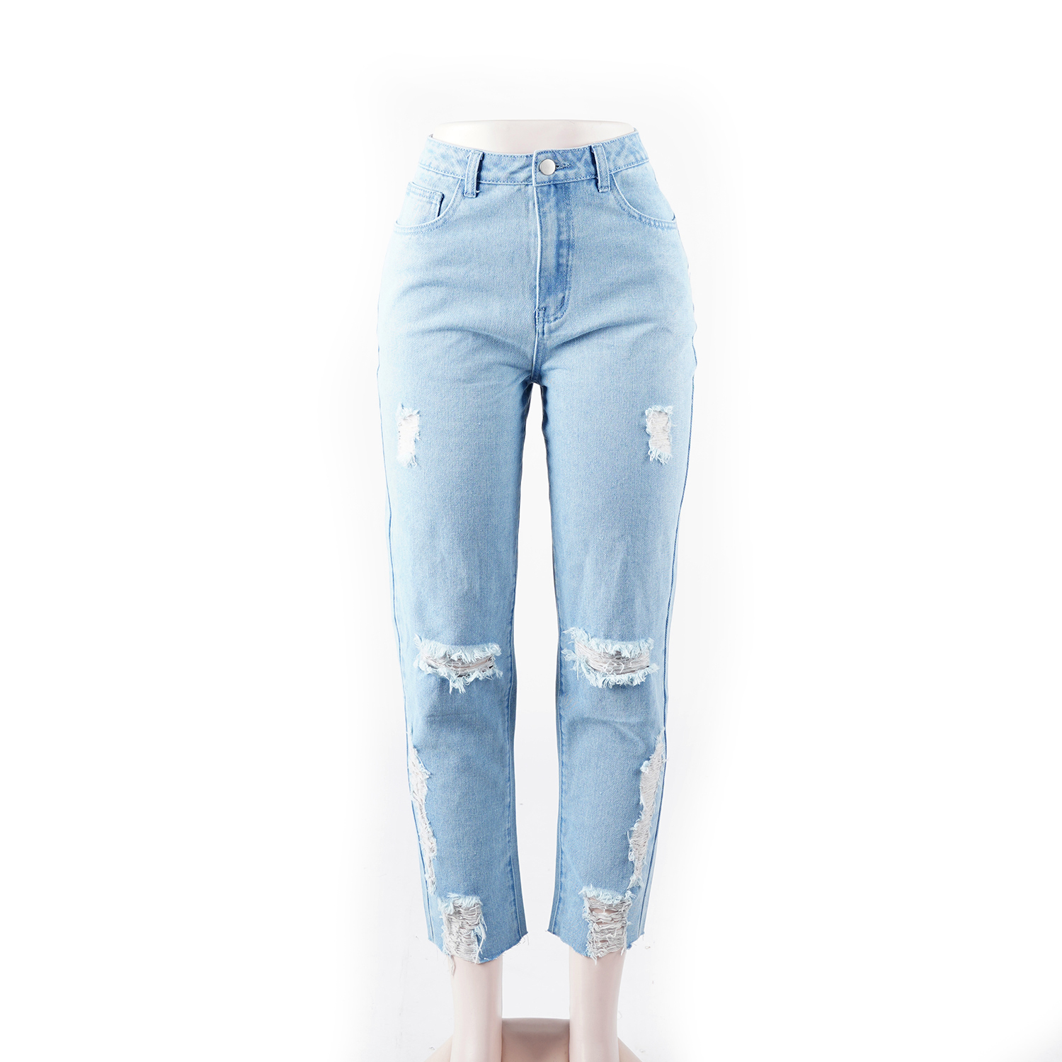 SKYKINGDOM 2020 fashion design women jeans regular blue trousers ripped hollow out denim jeans for women