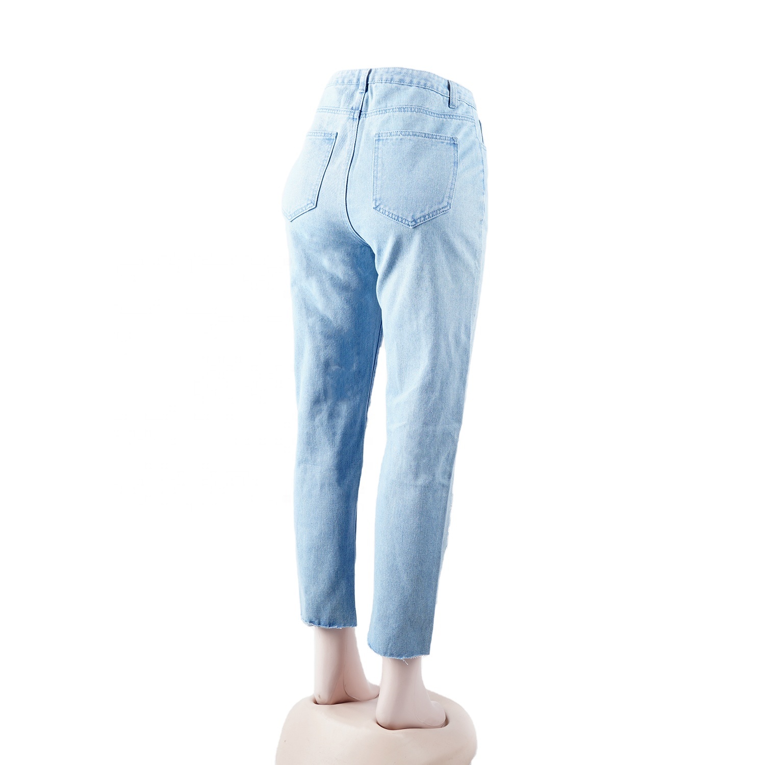 SKYKINGDOM american hot sale jeans streetwear casual light blue trousers ripped boyfriend jeans for woman