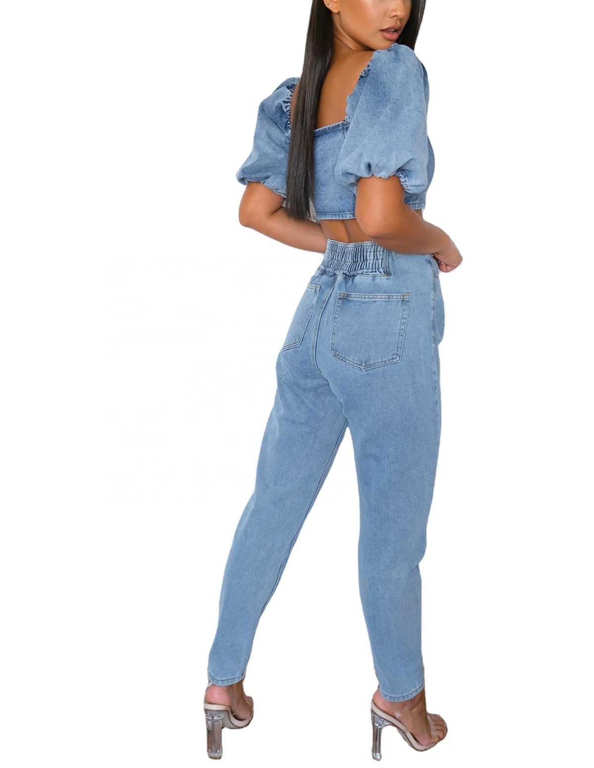 2020 retro style women denim jeans high rise bootcut slim fit flare women jeans