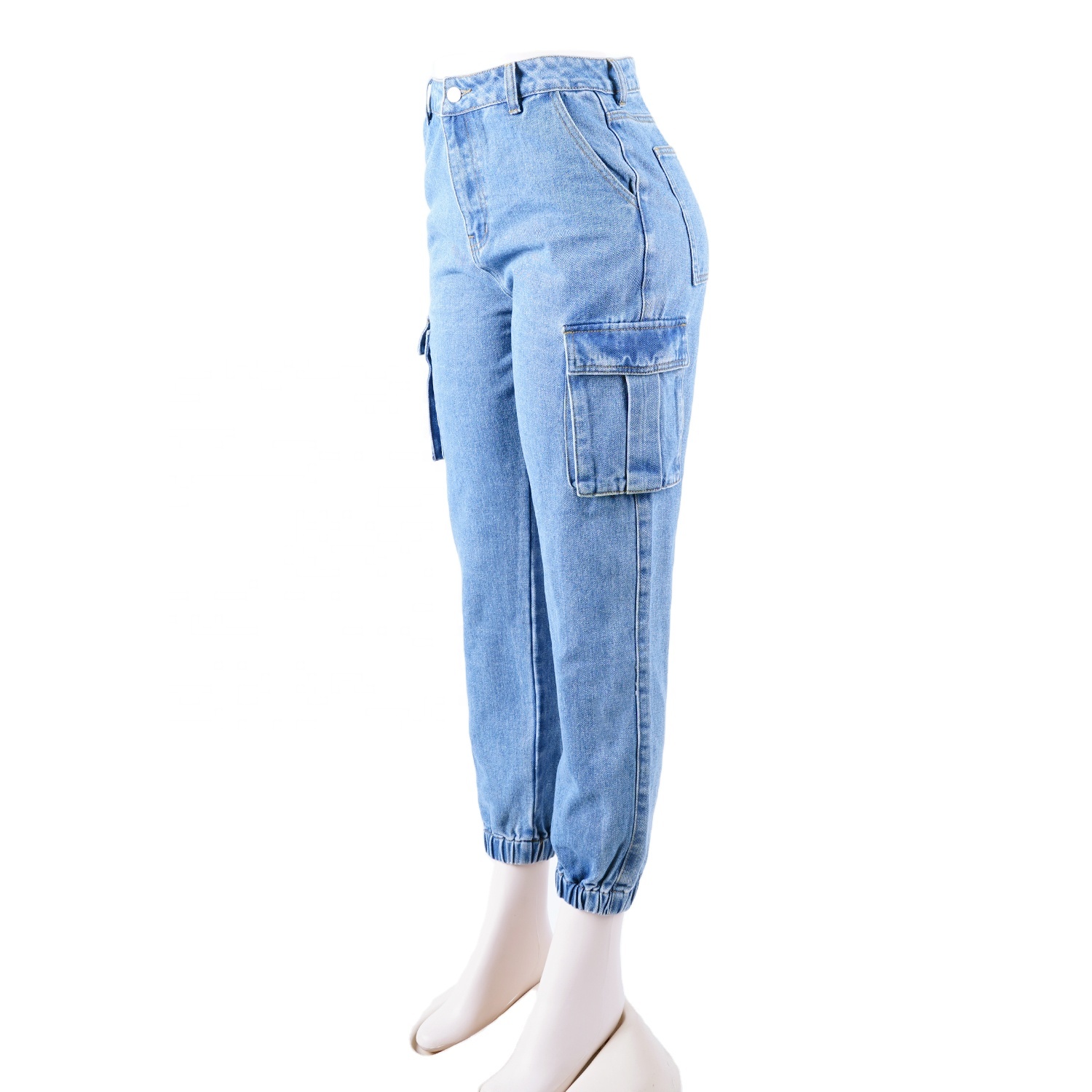 SKYKINGDOM factory wholesale denim jeans street wear motor biker pockets blue jeans for women