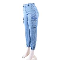 SKYKINGDOM factory wholesale denim jeans street wear motor biker pockets blue jeans for women