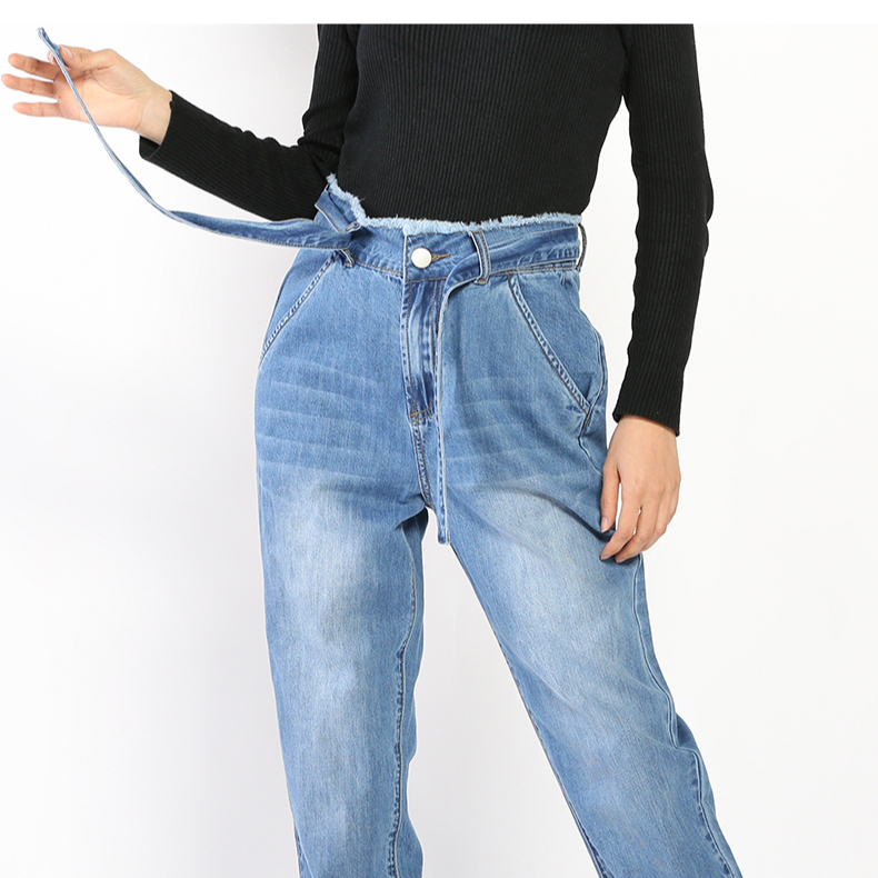 regular straight casual cotton light blue denim women jeans