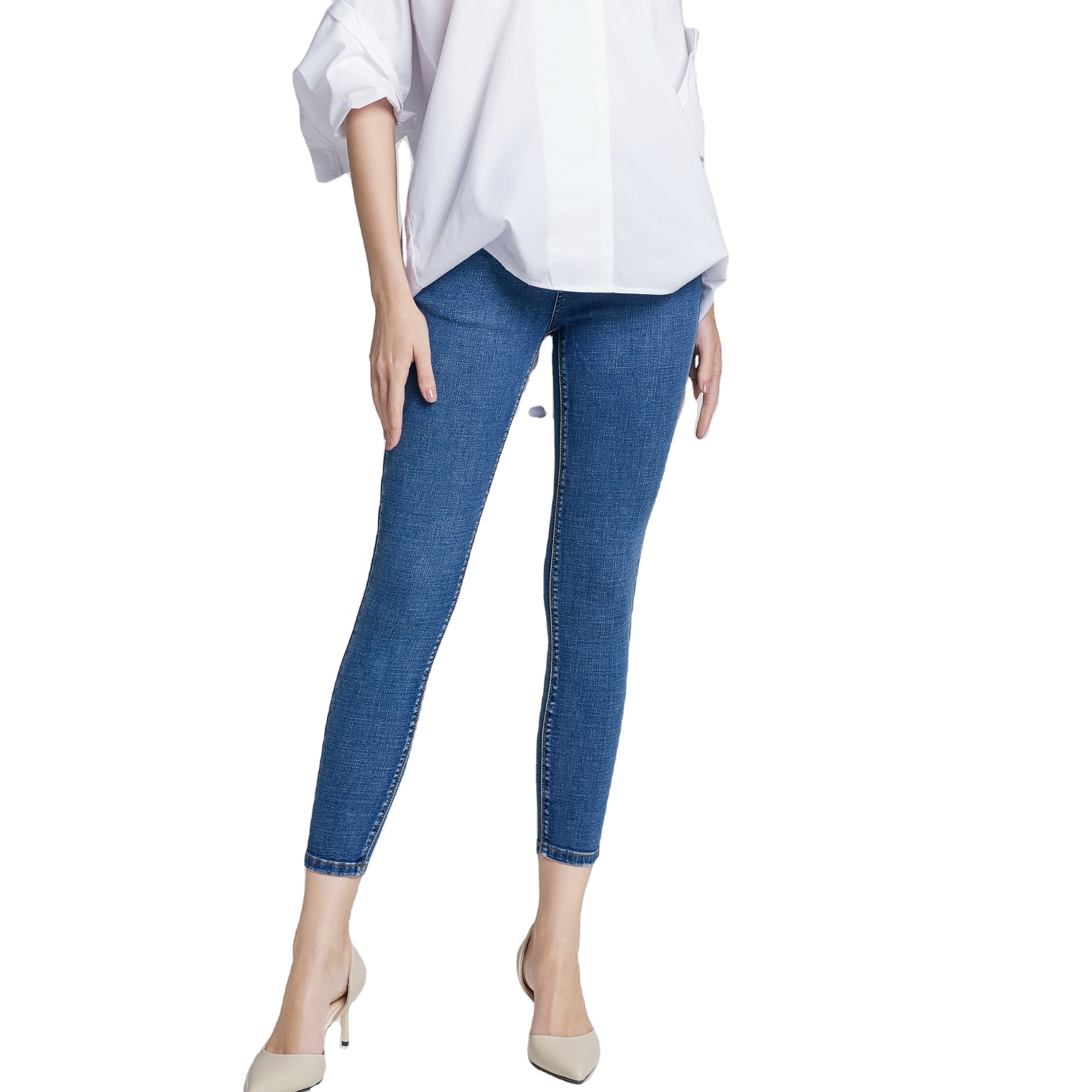 Wholesale High Quality Ladies Skinny Stretch High Waist Jeans Slim Denim Pants