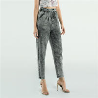 looks thin and good smoky gray Lace-up Harlan jeans for Women
