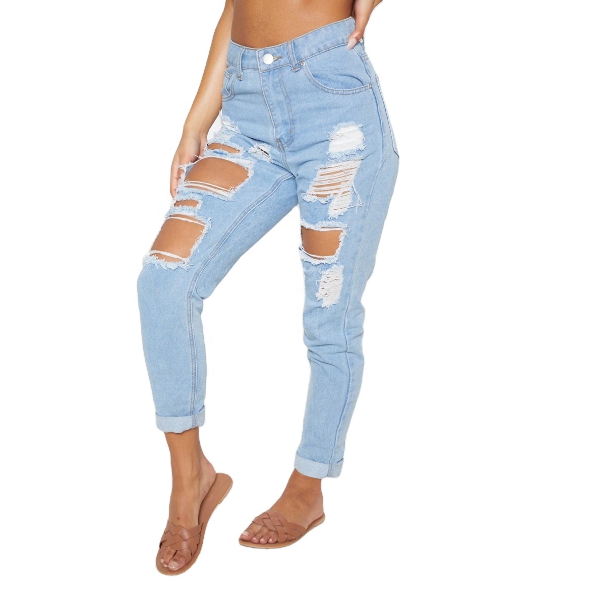 new arrivals 2020 fall jeans fabrics ripped skinny women jeans denim