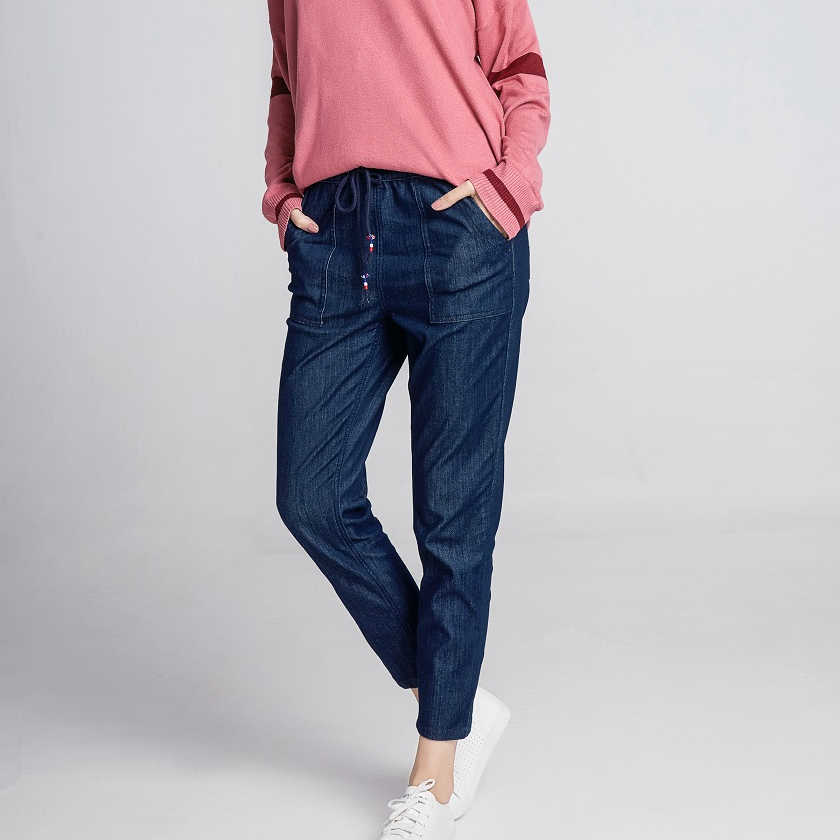 2020 fashiondenim longnarrow feet mid-waist drawstring women jeans