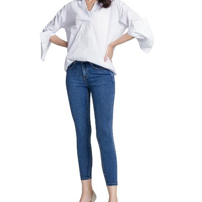 fashion denim blue high waist slim skinny pencil women jeans