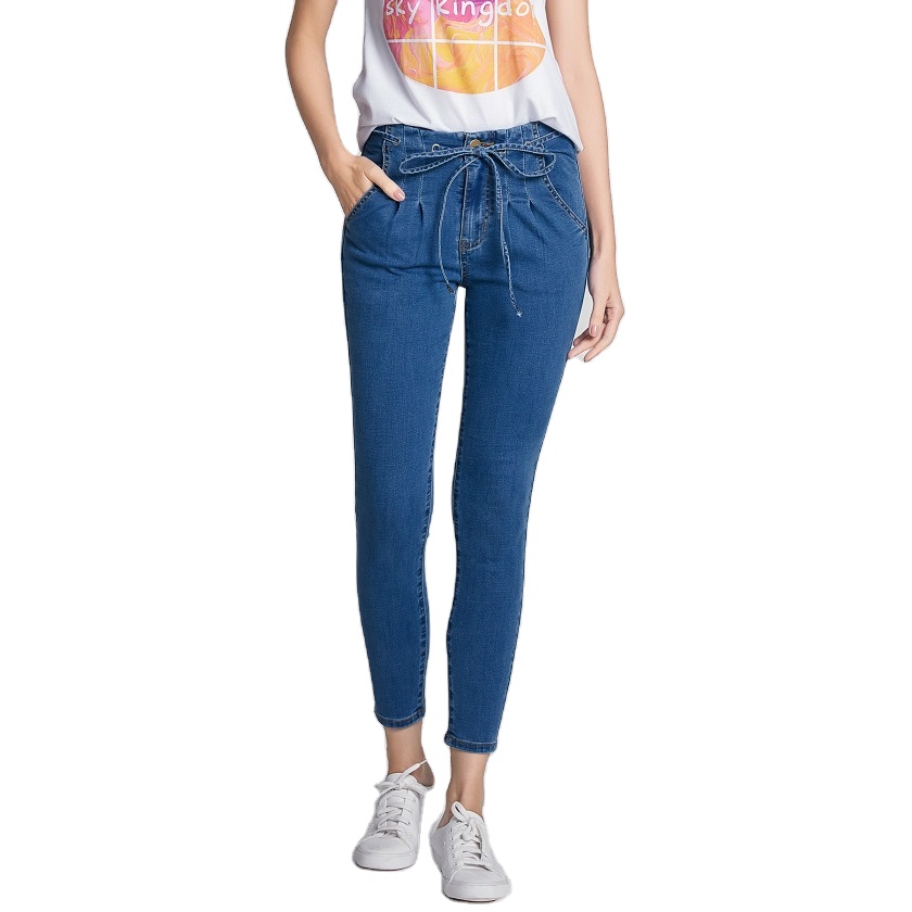 custom design Jeanshigh waist Slim Skinny Denim women jeans