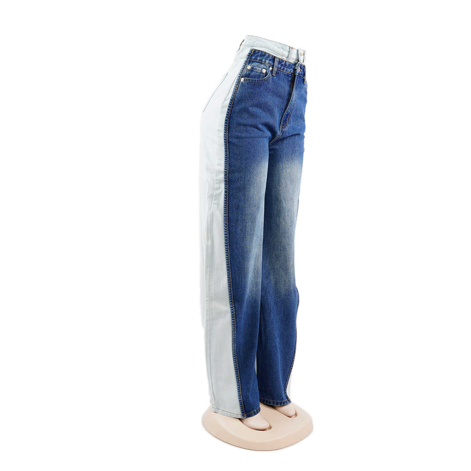 SKYKINGDOM fashion streetwear jeans two tone mix colors denim jeans lady