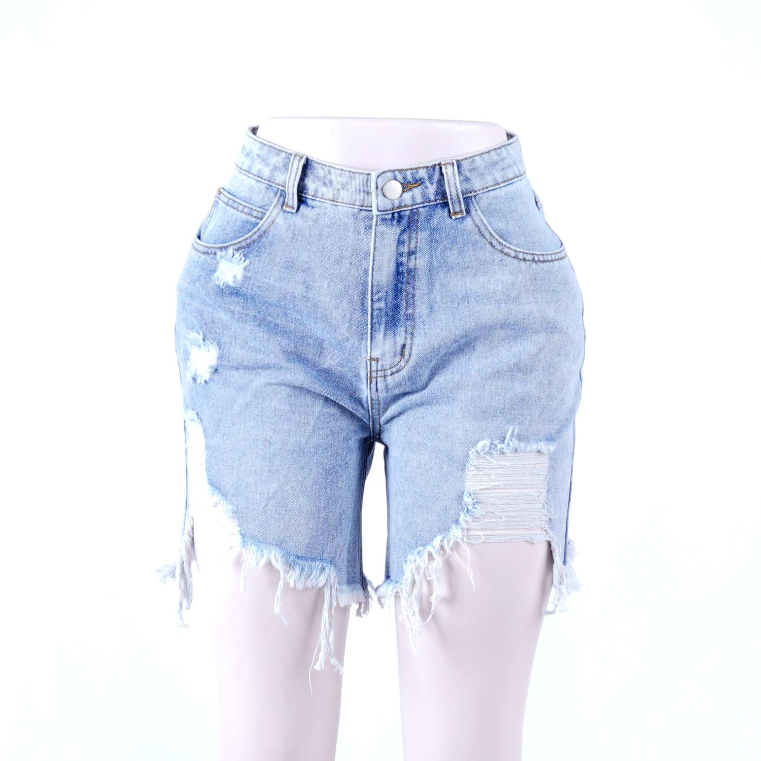 SKYKINGDOM wholesale fashion jeans shorts skinny lady femme stretch casual blue ripped denim shorts