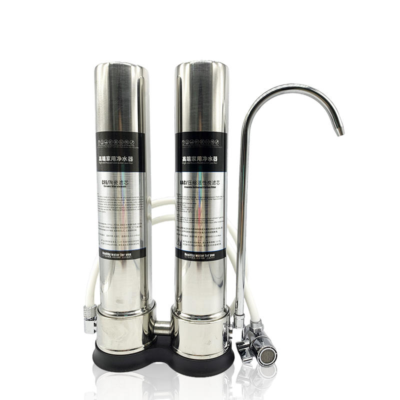 High Quality 2 Stage Stainless Steel Home Water Filter For Kitchen Faucet/Famous Double Stage Countertop Table Pot Purifier