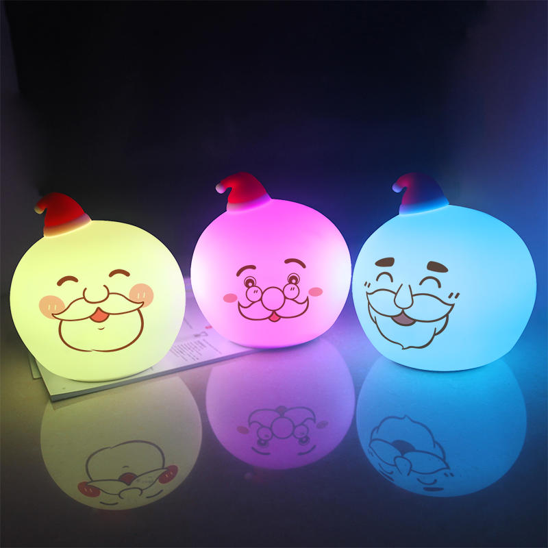 LED Creative Santa Claus Touch Sensor Tap Control battery Christmas night light For Children Baby Kids Lamp Multicolor Silicone