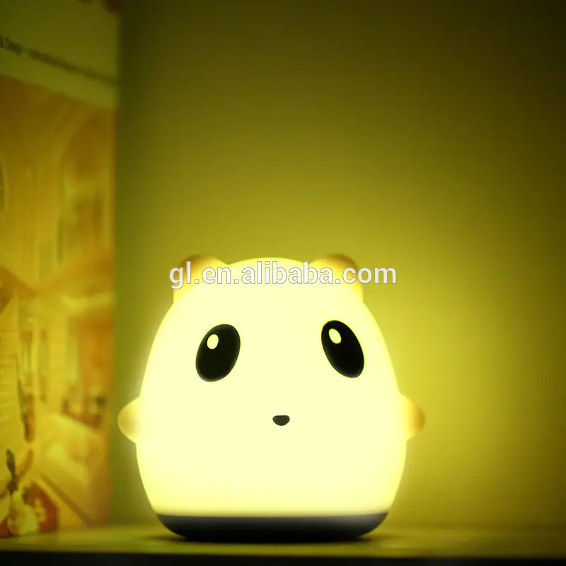 Bedroom Atmosphere Lamp Hand Pat Touch Control Color Changing Rechargeable LED Silicone Gel Night Light panda shape