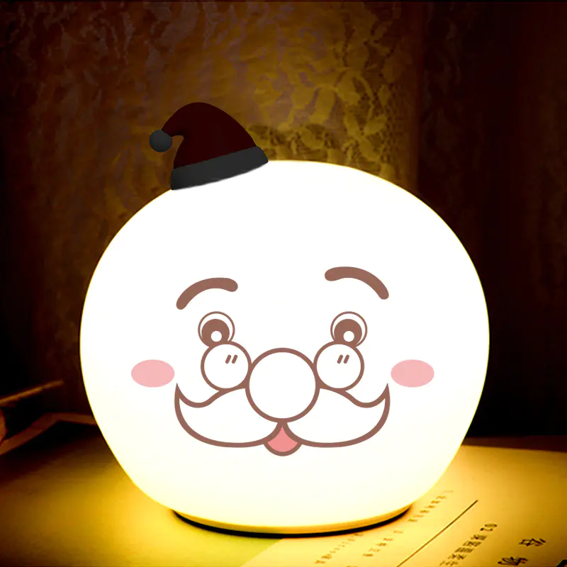 LED OEM Creative Santa Claus Touch Tap Control battery Christmas night light For Children Baby Kids Lamp Multicolor Silicone