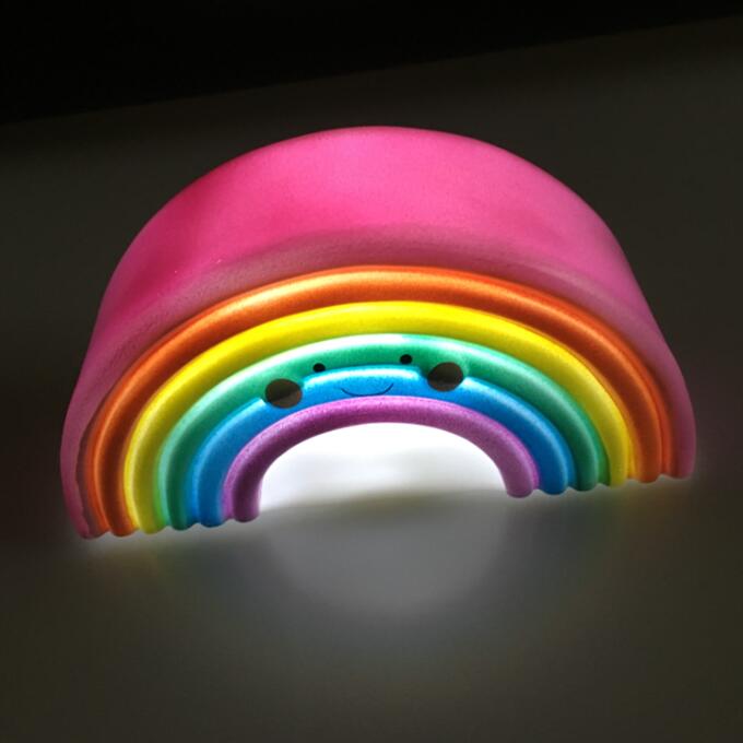 LED OEM Creative cute rainbow with face expression battery night light ECO-ABS For Children Baby Kids gift