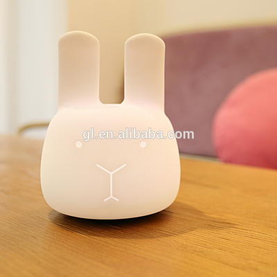 MINI Colorful Silicone Smart Cute rabbit Animals Night Lights Lamp with Touch and Button Switch
