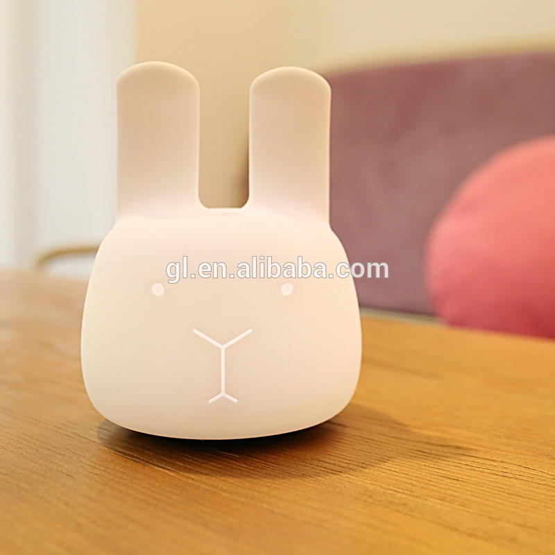 MINI Colorful Silicone Smart Cute rabbit Animals Night Lights Lamp with Touch and Button Switch