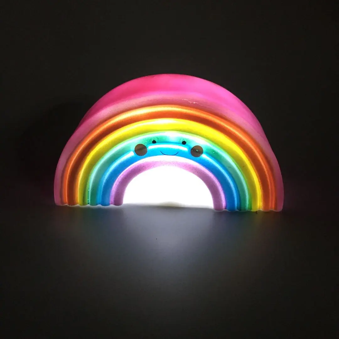 LED Creative Cute Rainbow with facial expression ECO-ABS battery cartoon night light gift for Children Baby Kids