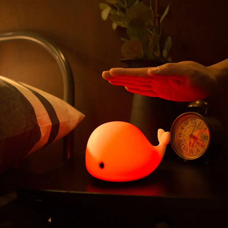 MINI Colorful Silicone Smart Cute Dolphin Animals Night Lights Lamp with Touch and Button Switch