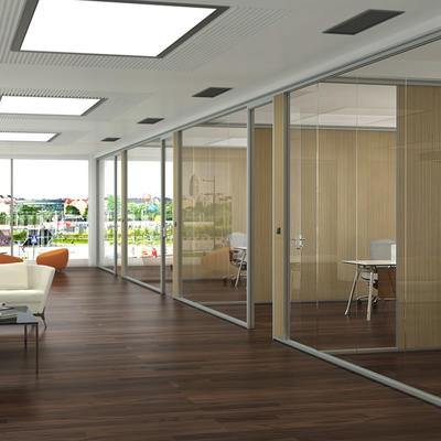 Glass partitions walls for office and meeting room