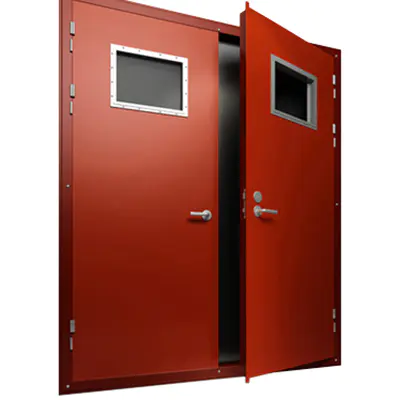 Red Color 50 mm Door Panel Thickness Fireproof Door Manufacturer with Steel and Perlite Material