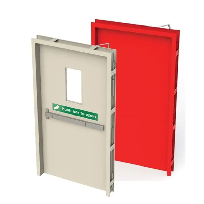 1000mm*2100mm view window fire exit door 1.5h fire resistant time with panic bar