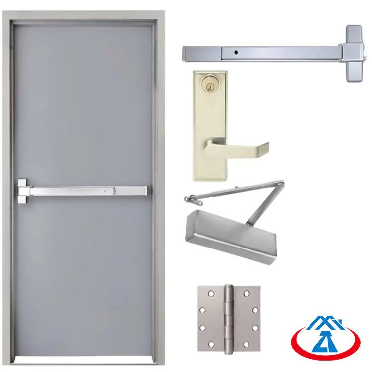 90mins fireproof time 900mmW*2100mmHEmergency Steel Fire Exit Door with Panic Bar