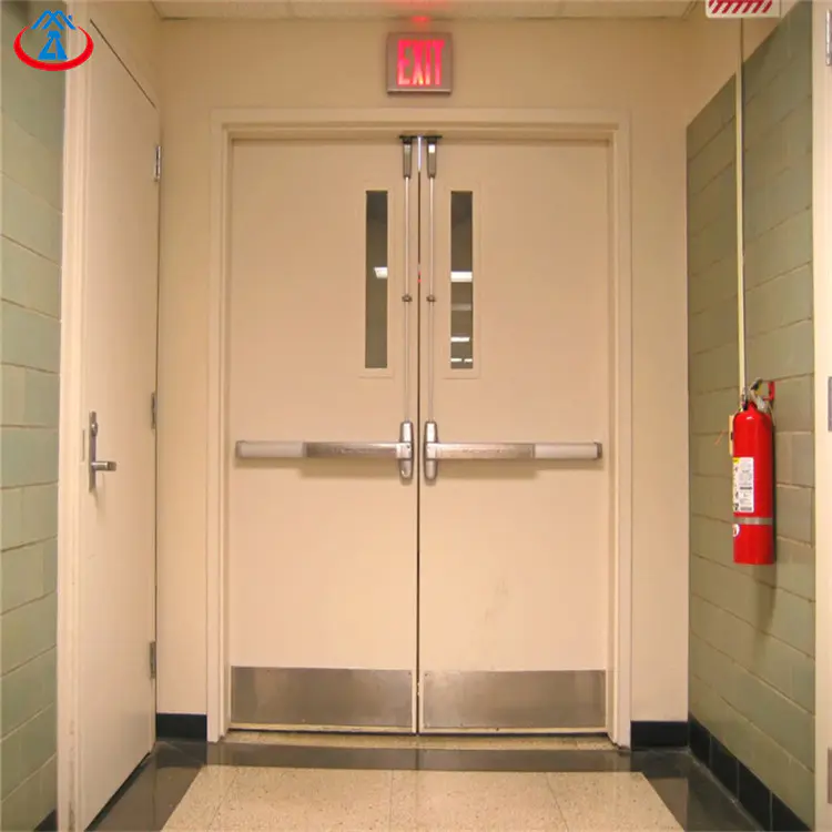 Acceptable price double swing leaf metal steel fireproof fire rated door from China