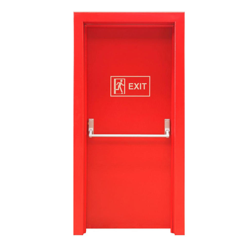 800mmWide*2200mmHigh Red Color Steel Material With Perlite with Panic Bar Factory Price Fireproof Door