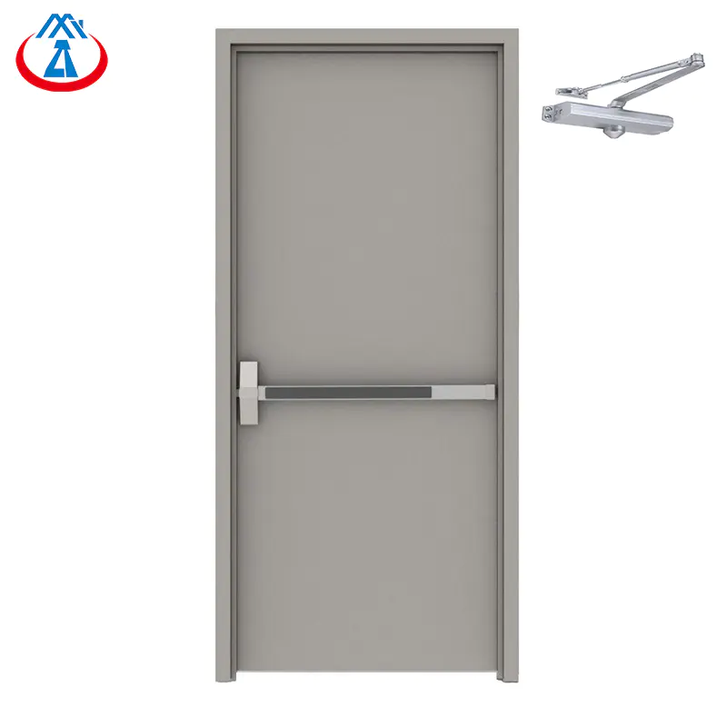 RTS Guangzhou 990mm*2090mm Single Emergency Steel Fire Exit Door with Panic Bar