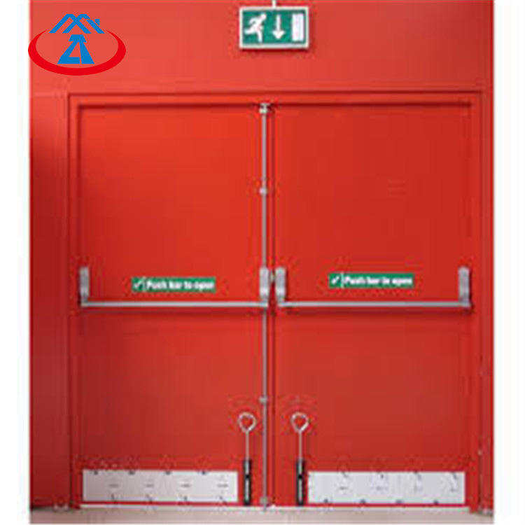 Red 1600mmW*2200mmH Double Fire Doors90mins fireproof timeEmergency Steel Fire Exit Door with Panic Bar