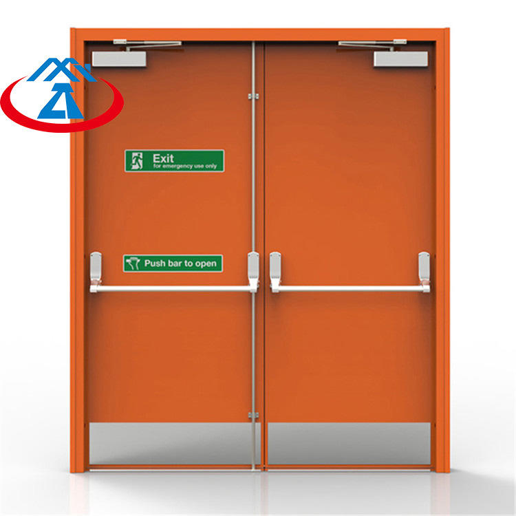 Red 1600mmW*2200mmH Double Fire Doors90mins fireproof timeEmergency Steel Fire Exit Door with Panic Bar