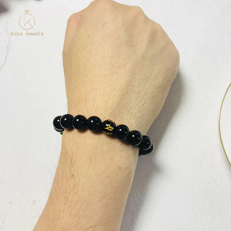 Chinese style agate six-character mantra bracelet black volcanic stone bracelet spot wholesale BR581