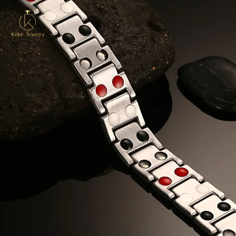European and American magnetic jewelry wholesale, stainless steel double-row magnet stone bracelet, men's jewelry TBRM-029