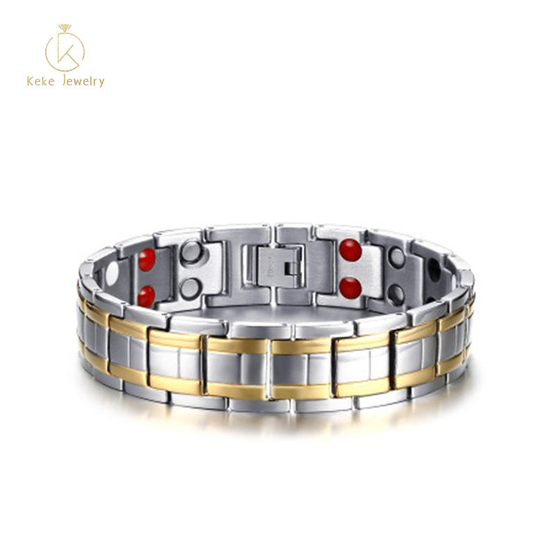 Stainless steel gold double row magnet stone bracelet Men's jewelry TBRM-029