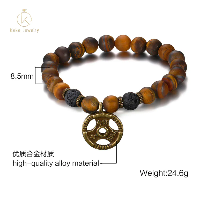 Chinese Manufacturer 8.5MM alloy material steering wheel element stone men's trendy bracelet BR-360
