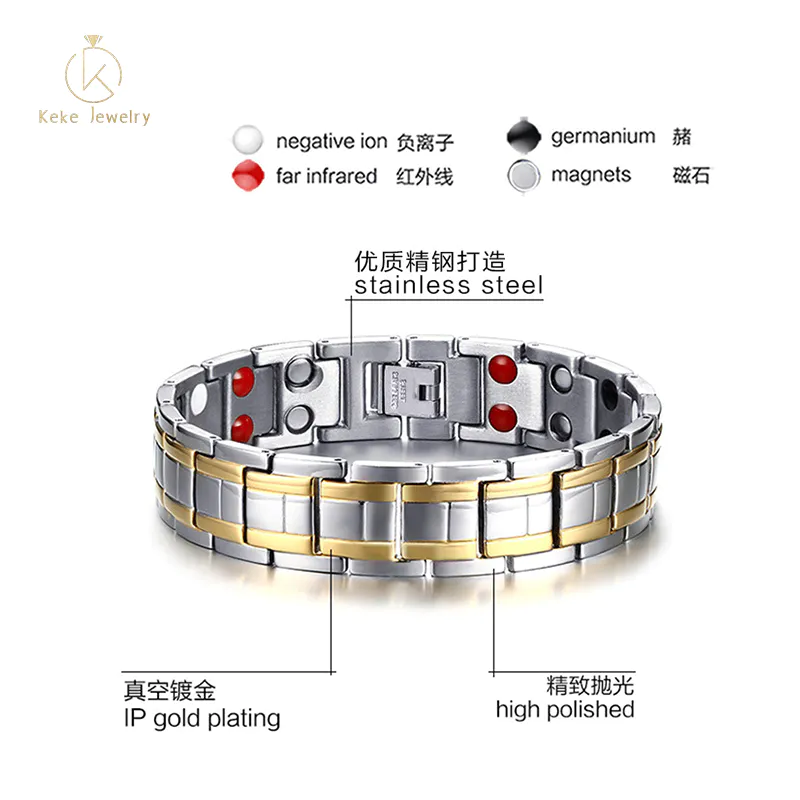 European and American magnetic jewelry wholesale, stainless steel double-row magnet stone bracelet, men's jewelry TBRM-029
