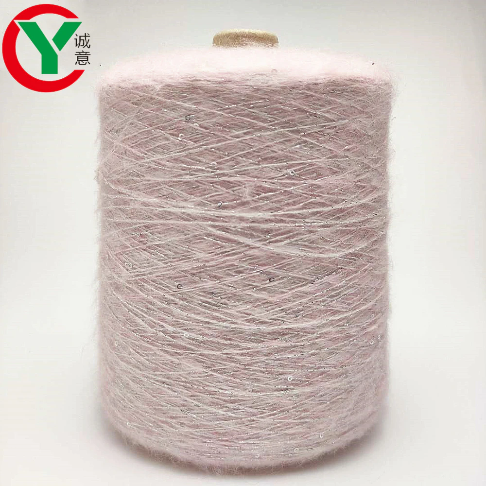 Manufacturers 1/14Nm acrylic polyesterblended sequin yarn for hand knitting yarn