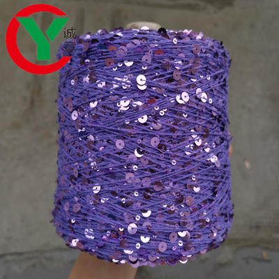 In Russia Hot Sales colorful 100%Cotton 3mm+6mm sequins fancy yarn for hand knitting