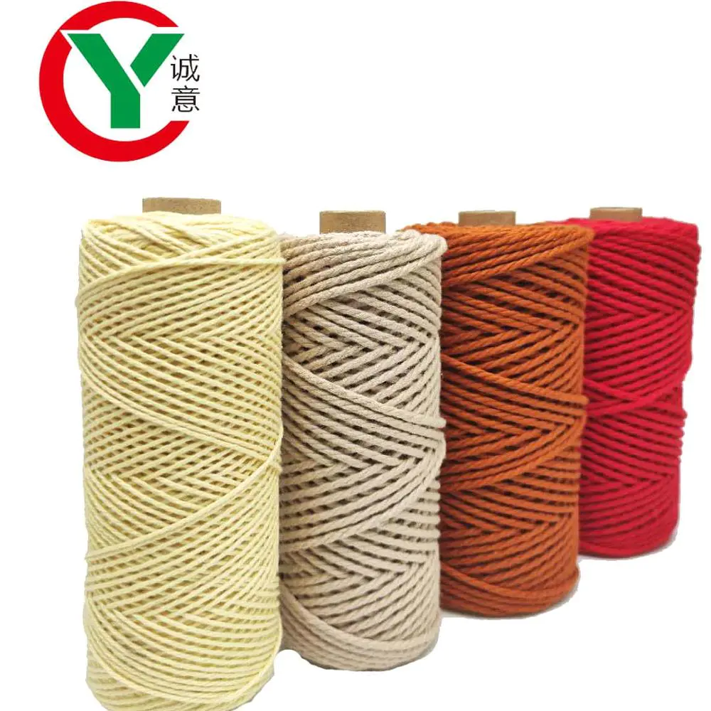 Macrame Cord 3mm 100% Cotton Natural Color Handmade Soft 4 ply Cotton Cord Rope for Macrame DIY Craft Making, Knitting