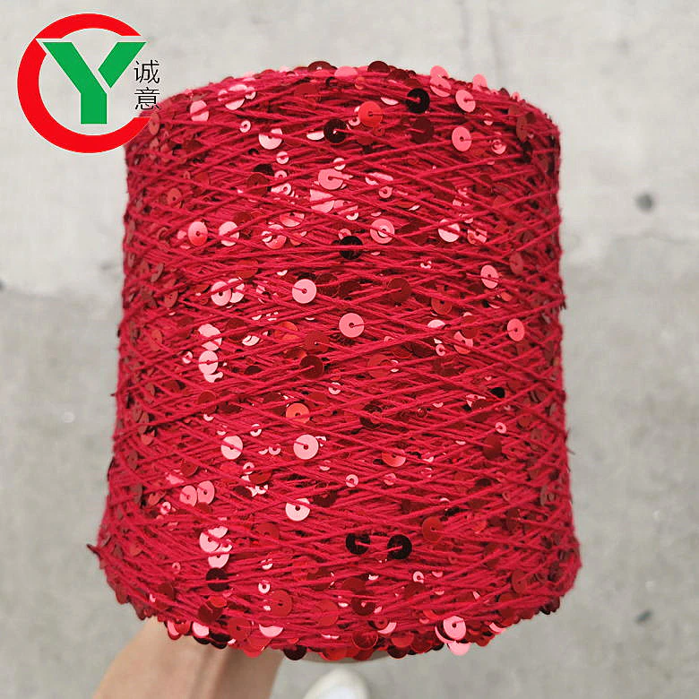 China factory 3MM+6MM 100 % cotton yarnpaillattefancy sequin yarn
