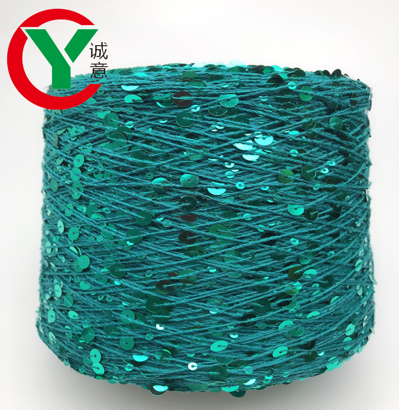 2020 New super hot sell knitting3 + 6 mm sequins cotton yarn for knitting /fancy yarn