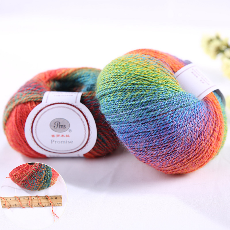 разноцветный шар для смешивания шерсти с разноцветным градиентом / антипиллинг 80% шерстяная небрежная пряжа, окрашенная в пространство для подбора свитер
