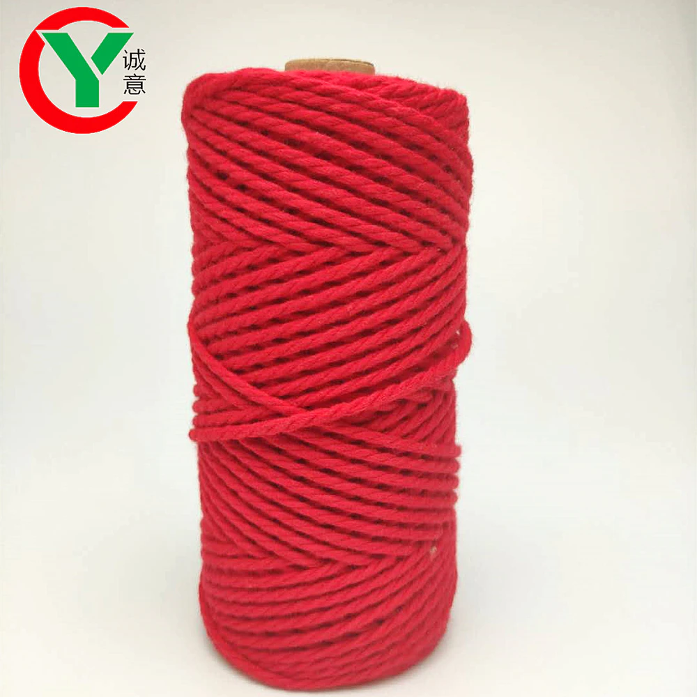 Wholesale DIY wall decorative natural twisted cotton cord macrame cord 4mm