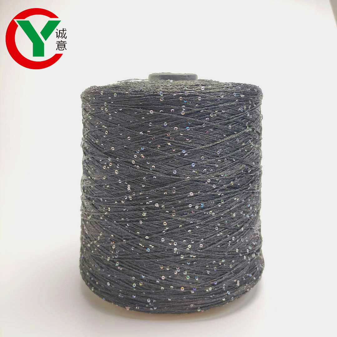 Multicolor 2mm,3mm 100% polyester yarn Fancy Blended Sequin Yarn For Knitting And Weaving