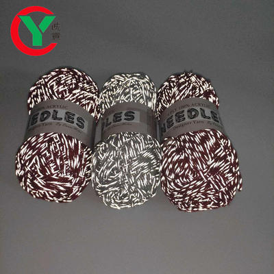 Spun with different colour core yarns double side soft reflective knitting fabric yarn pet thread forctor hats ribbon