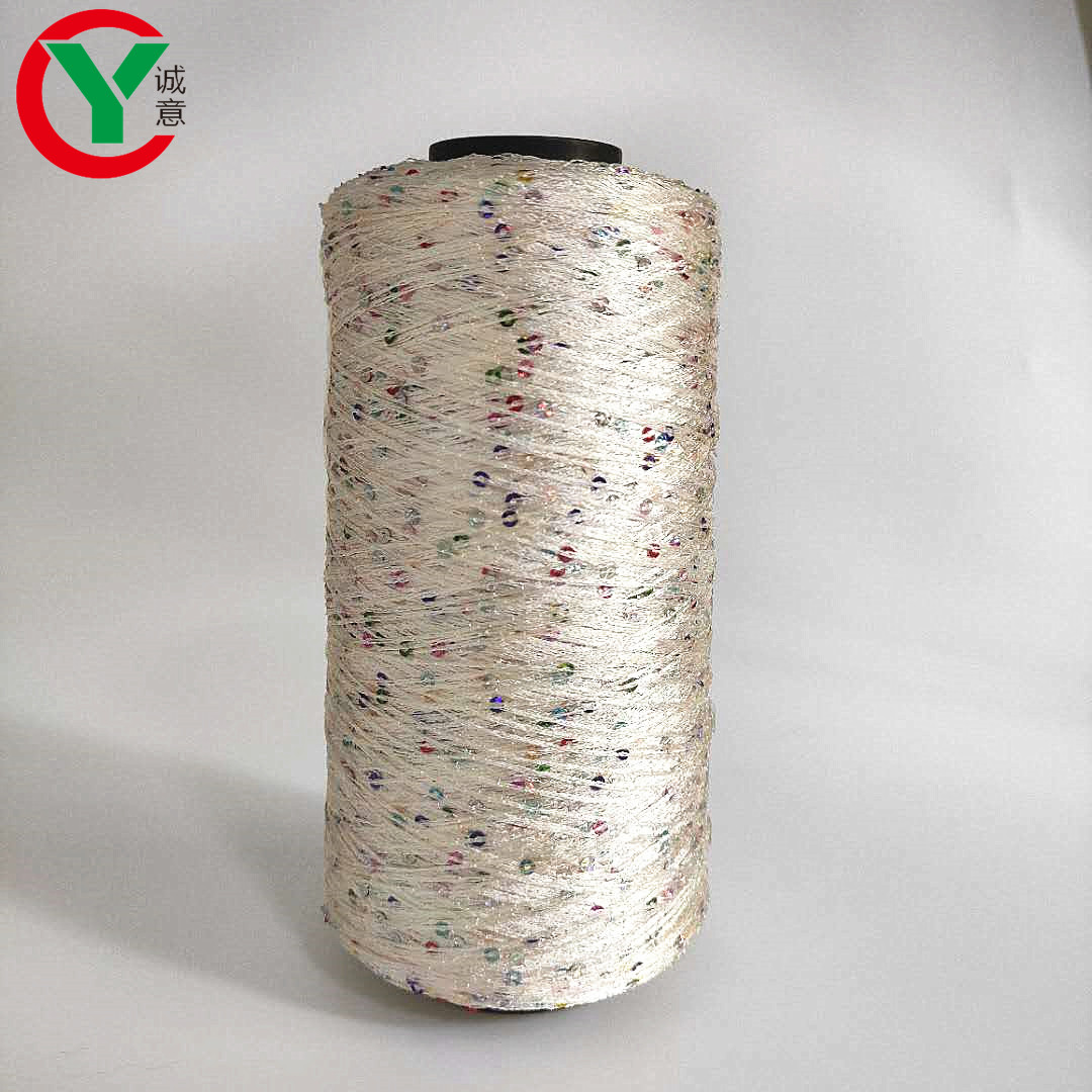Фасонная пряжа с пайетками из 100% полиэстера для вязания и ткачества